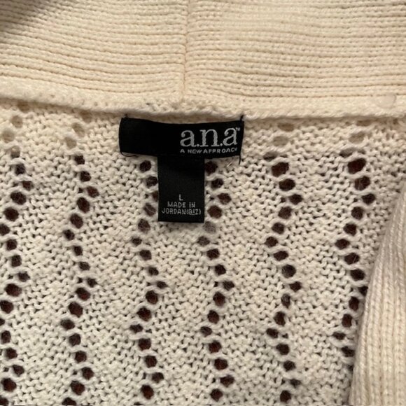 A.N.A cream cardigan tie front belt wide collar - Picture 3 of 8